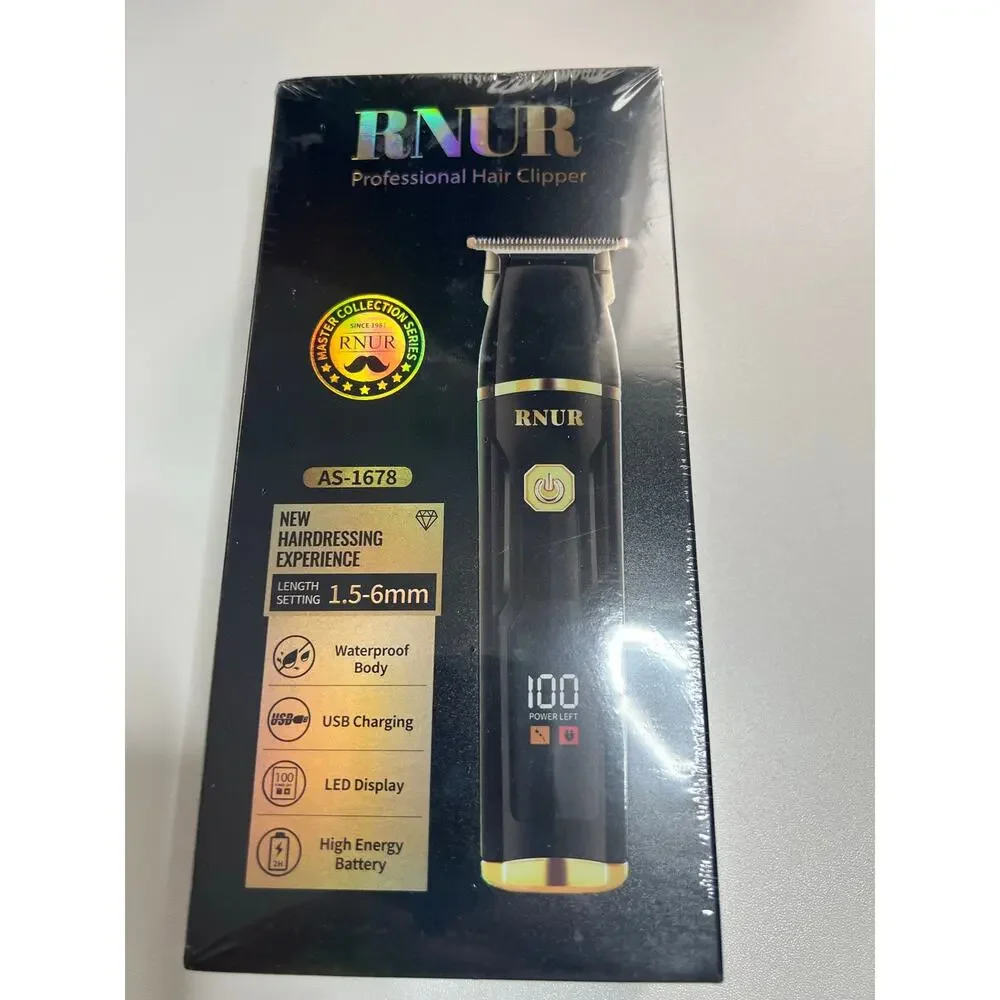 RNUR AS-1678 T-BLADE PROFESSIONAL HAIR CLIPPER WATERPROOF USB LED DISPLAY NEW